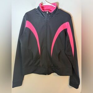Nike Women's Track Jacket Vintage Full-Zip Long Sleeve Black and Pink Size XL